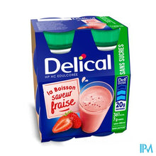 Afbeelding in Gallery-weergave laden, Delical Melkdrank Z/suiker Aardbei 4x200ml