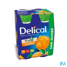 Load image into Gallery viewer, Delical Fruitdrink Gezoet Sinaasappel 4x200ml