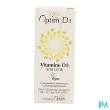 Charger l'image dans la galerie, Optim D3 Vitamine D3 Vegetale 500ui Flacon 20ml