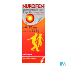 Afbeelding in Gallery-weergave laden, Nurofen Kind Suikervrij 4% Aardbei Orale Susp150ml