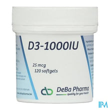 Load image into Gallery viewer, D3 1000iu Softgels 120 Deba