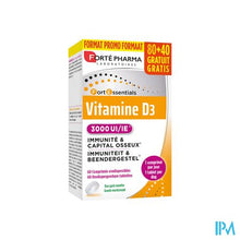 Afbeelding in Gallery-weergave laden, Vitamine D3 3000 IE Caps 120