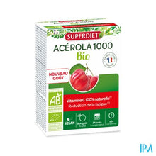 Charger l'image dans la galerie, Superdiet Acerola 1000 Bio Kauwtabl 24