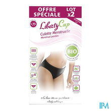 Afbeelding in Gallery-weergave laden, Libertycup Zwart Menstruatieslipje l/xl 40-42 Duo