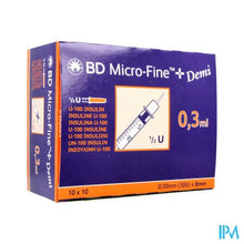 Load image into Gallery viewer, Bd Microfine+ Ins.sp.demi 0,3ml 30g 8mm 100 324826