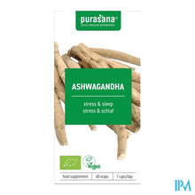Load image into Gallery viewer, Purasana Vegan Ashwagandha 400mg Bio V-caps 60 Nf