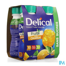 Load image into Gallery viewer, Delical Fruitdrink Gezoet Sinaasappel 4x200ml