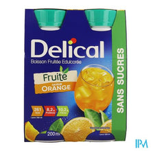 Load image into Gallery viewer, Delical Fruitdrink Gezoet Sinaasappel 4x200ml