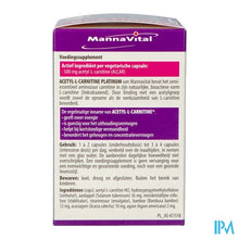Afbeelding in Gallery-weergave laden, Mannavital Acetyl l-carnitine Platinum V-caps 60