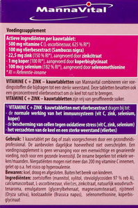 Mannavita Vitamine C + Zink Kauwtabl 60