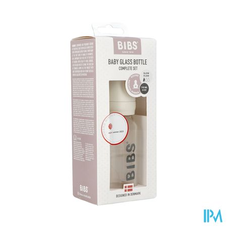 Bibs Zuigfles Glas 110ml Complete Set Ivory