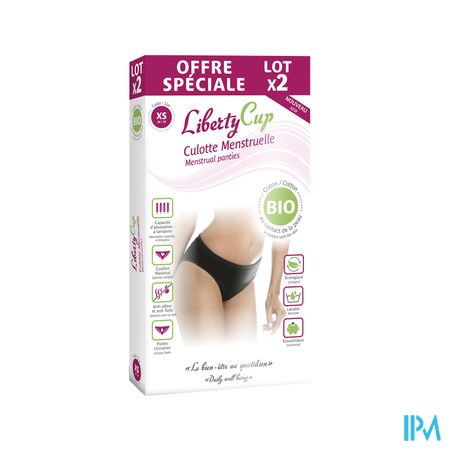 Libertycup Zwart Menstruatieslipje Xs 34-36 Duo