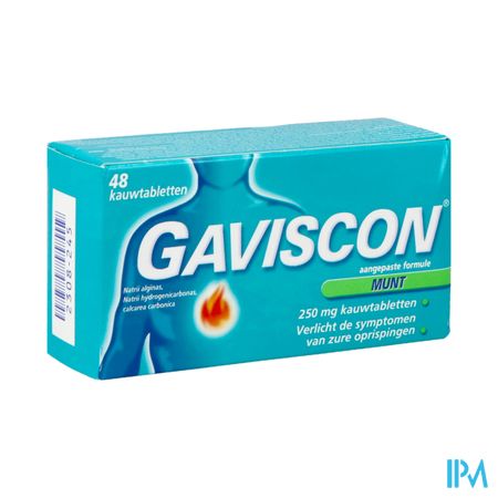 Gaviscon Munt Kauwtabl 48x250mg