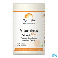 Afbeelding in Gallery-weergave laden, Vitamines K2 D3 1000 Be Life Caps 30
