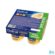 Delical Creme Dessert Hp-hc Z/suiker Vanil. 4x125g