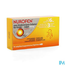 Load image into Gallery viewer, Nurofen Kind 60mg Suppo 10x60mg
