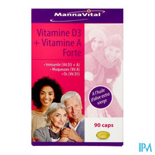 Afbeelding in Gallery-weergave laden, Mannavital Vitamine D3 + Vitamine A Forte Caps 90
