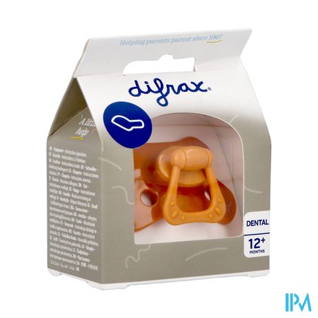Difrax Fopspeen Dental +12m Uni/pure Oranje/pump.