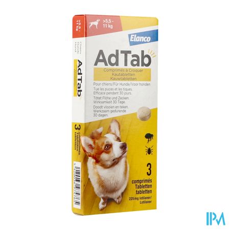 Adtab 225mg Hond >5,5kg-11kg Kauwtabl 3