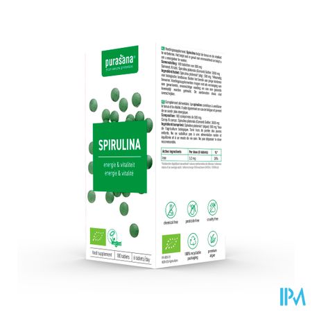 Purasana Vegan Spirulina Bio Tabl 180