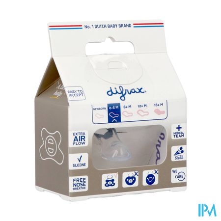 Difrax Fopspeen Dental 0-6m Uni/pure Grijs/clay