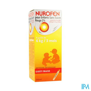 Nurofen Kind Suikervrij Aardbei 2 % 200ml