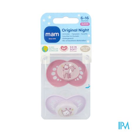 Mam Original Night Fopspeen Silic.pure 6-16m Pink2