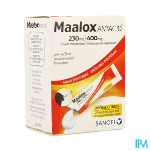 Maalox Antacid Lemon 230mg/400mg Susp Or. 20x4,3ml