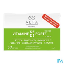 Afbeelding in Gallery-weergave laden, Alfa Vitamine K2 D3 Forte Softcaps 30 Nf
