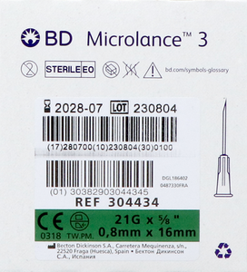 Bd Microlance 3 Naald 21g 5/8 Rb 0,8x16mm Groen100