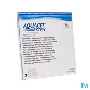 Aquacel Extra Verb Hydrofiber+versterk. 15x15cm 3