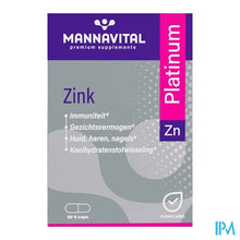 Afbeelding in Gallery-weergave laden, Mannavital Zink Platinum V-caps 60
