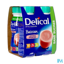 Afbeelding in Gallery-weergave laden, Delical Melkdrank Z/suiker Aardbei 4x200ml
