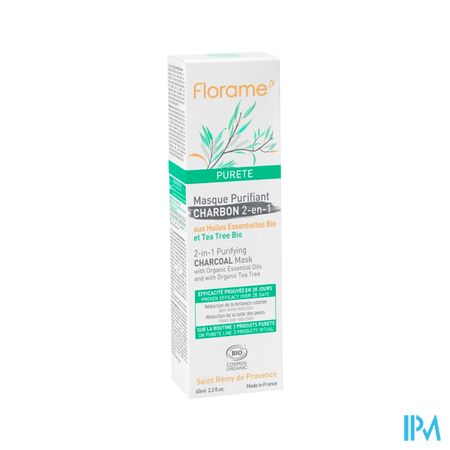 Florame Masque Purifiant Charbon 2en1 Bio 65ml