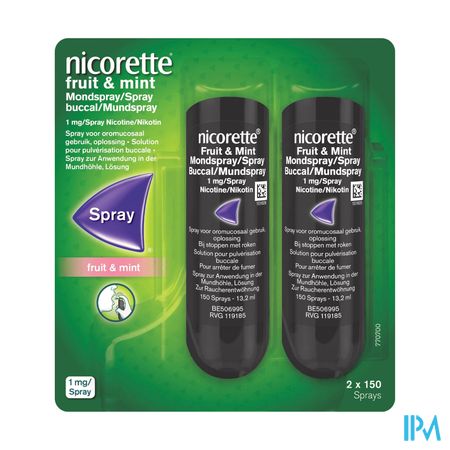 Nicorette Fruit&mint 1mg Mondspray Suikervr. 2x150