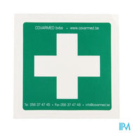 Sticker Groen Wit Kruis Ehbo 10x10cm