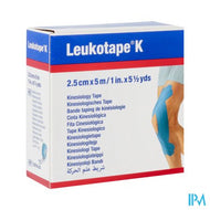 Leukotape K Kleefwindel Elast Blauw 2,5cmx5m 1