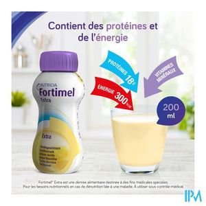 Fortimel Extra Aardbei Flesjes 4x200ml