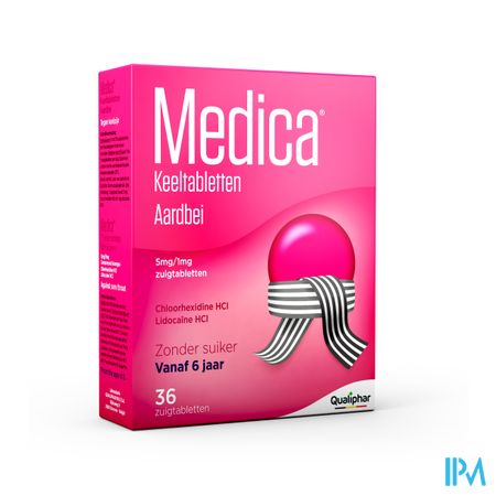 Medica Keeltabletten Aardbei 36 zuigtabletten