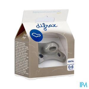 Difrax Fopspeen Dental 0-6m Uni/pure Grijs/clay