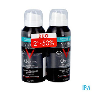 Vichy Homme Deo 48h Tolerance Aerosol 2x100ml