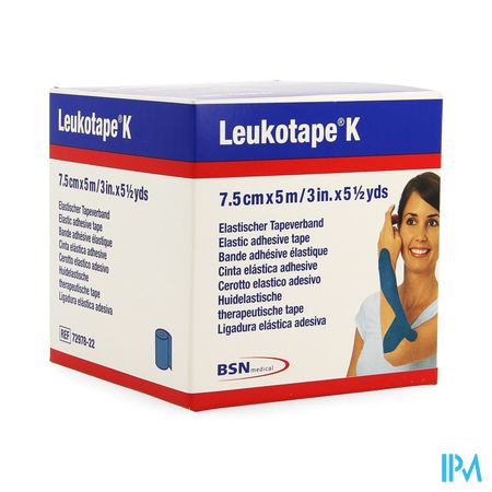 Leukotape K Kleefwindel Elast Blauw 7,5cmx5m 1
