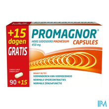 Afbeelding in Gallery-weergave laden, Promagnor: Hoog Gedoseerd Magnesium 450mg (90+15 capsules)
