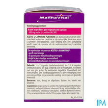 Afbeelding in Gallery-weergave laden, Mannavital Acetyl l-carnitine Platinum V-caps 60
