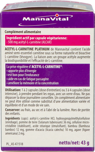 Mannavital Acetyl l-carnitine Platinum V-caps 60