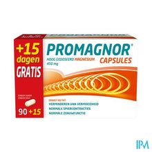 Afbeelding in Gallery-weergave laden, Promagnor: Hoog Gedoseerd Magnesium 450mg (90+15 capsules)
