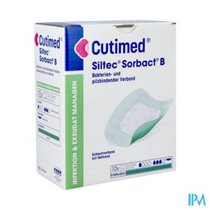 Cutimed Siltec Sorbact B 7,5x7,5cm 10