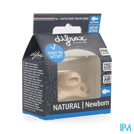 Difrax Fopspeen Natural Newborn Uni/pure Roze/blos