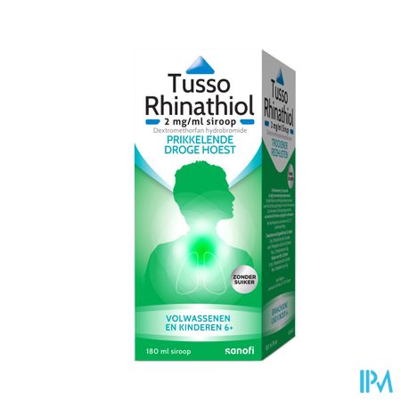 Tusso Rhinathiol 2mg/ml Siroop Volw Z/suiker 180ml