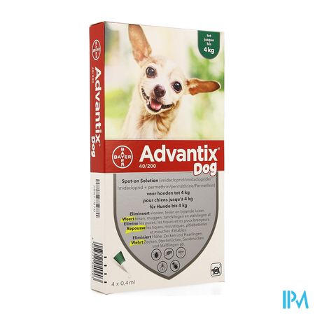 Advantix 40/ 200 Honden < 4kg Fl 4x0,4ml